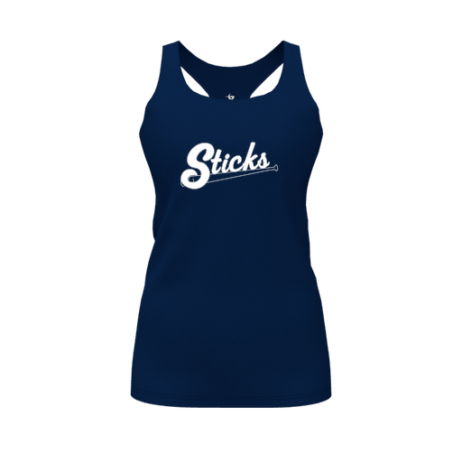 [CUS-DFW-RCBK-PER-NVY-FYS-LOGO1] Racerback Tank Top (Female Youth S, Navy, Logo 1)