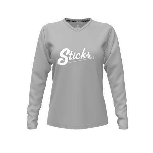 [FTLVCFGY-FYXS-LOGO1] Comfort T-Shirt (Female Youth XS, Gray, V Neck, Logo 1, Long Sleeve)