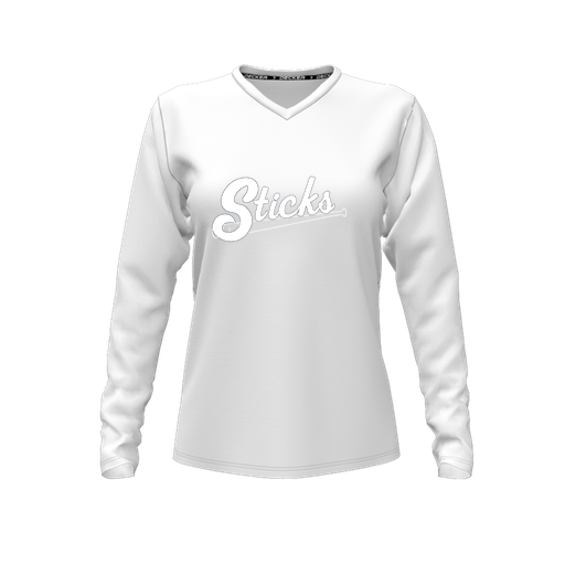 [FTLVPTWH-FYXS-LOGO1] Decker Performance T-Shirt (Female Youth XS, White, V Neck, Logo 1, Long Sleeve)