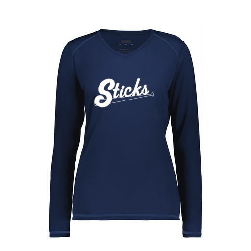 [6847.065.XS-LOGO1] Women's SoftTouch Long Sleeve (Female Adult XS, Navy)