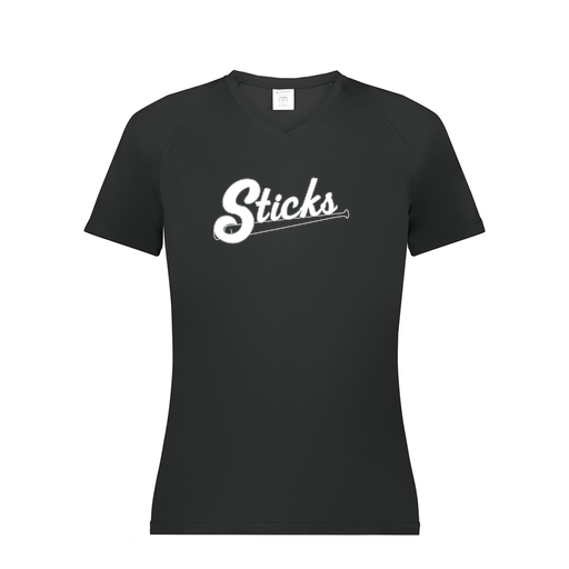 [2792.080.XS-LOGO1] Ladies Smooth Sport V-Neck T-Shirt (Female Adult XS, Black)