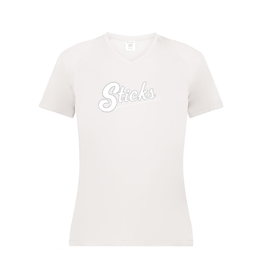 [2792.005.XS-LOGO1] Ladies Smooth Sport V-Neck T-Shirt (Female Adult XS, White)