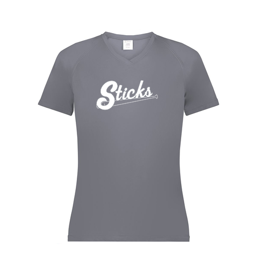 [2792.059.XS-LOGO1] Ladies Smooth Sport V-Neck T-Shirt (Female Adult XS, Gray)