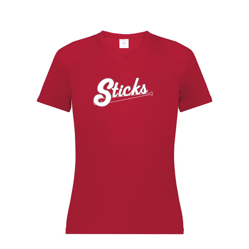 [2792.083.XS-LOGO1] Ladies Smooth Sport V-Neck T-Shirt (Female Adult XS, Red)