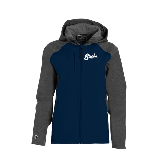 [229357.H03.XS-LOGO1] Soft Shell Full Zip Jacket - Womens (Female Adult XS, Navy)