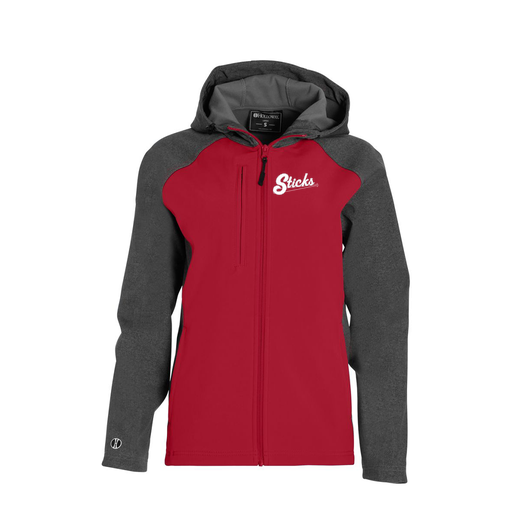 [229357.H01.XS-LOGO1] Soft Shell Full Zip Jacket - Womens (Female Adult XS, Red)