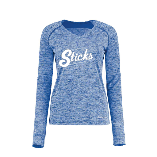 [222770.U55.XS-LOGO1] Ladies Electric Long Sleeve Shirt (Female Adult XS, Royal)