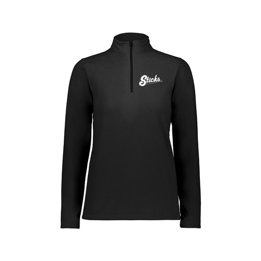 [6864.080.XS-LOGO1] Ladies MicroFleece 1/4 Zip Pullover (Female Adult XS, Black)