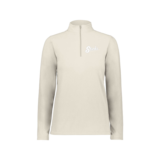 [6864.53T.XS-LOGO1] Ladies MicroFleece 1/4 Zip Pullover (Female Adult XS, White)