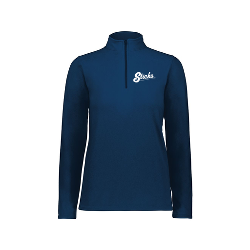 [6864.065.XS-LOGO1] Ladies MicroFleece 1/4 Zip Pullover (Female Adult XS, Navy)