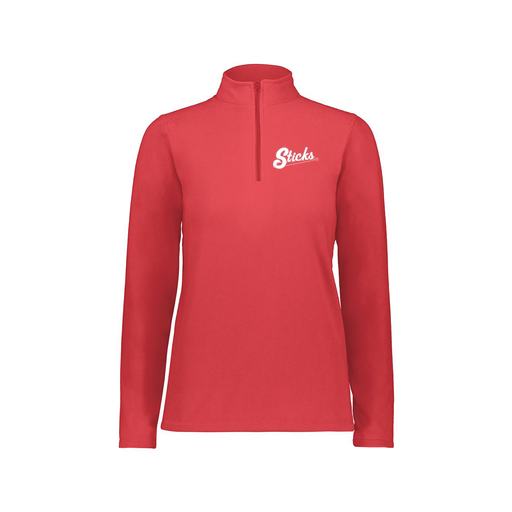 [6864.083.XS-LOGO1] Ladies MicroFleece 1/4 Zip Pullover (Female Adult XS, Red)