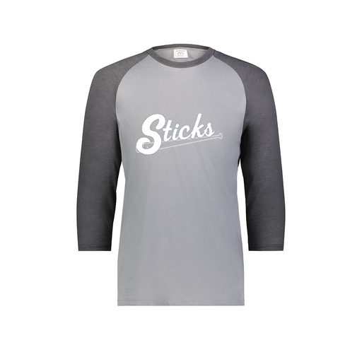 [6879.30V.S-LOGO1] Men's Vintage 3/4 Sleeve T-Shirt (Adult S, Gray)