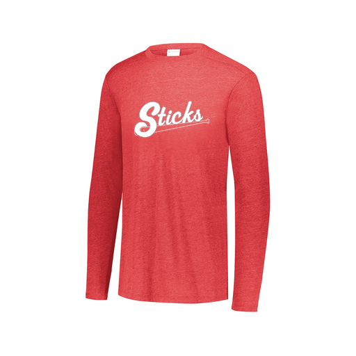 [3075.V96.XS-LOGO1] Decker Men's Tri-Blend T-Shirt - Long Sleeve (Adult XS, Red)