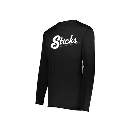 [222823.080.S-LOGO1] Youth LS Smooth Sport Shirt (Youth S, Black)