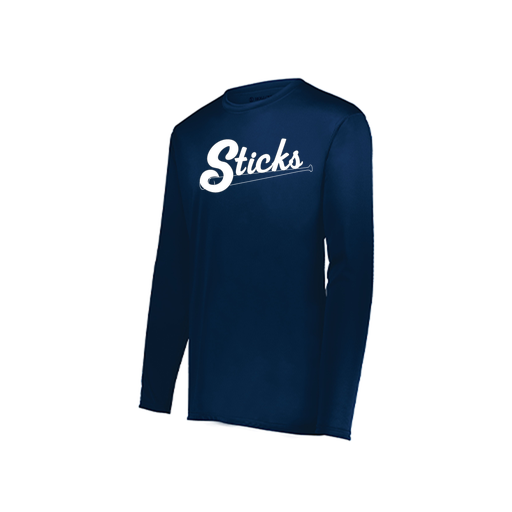 [222823.065.S-LOGO1] Youth LS Smooth Sport Shirt (Youth S, Navy)