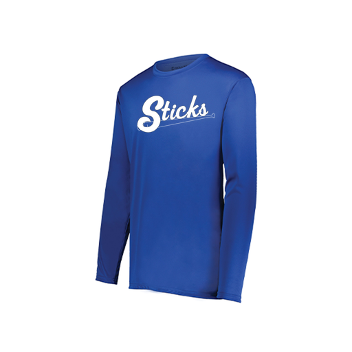 [222823.060.S-LOGO1] Youth LS Smooth Sport Shirt (Youth S, Royal)