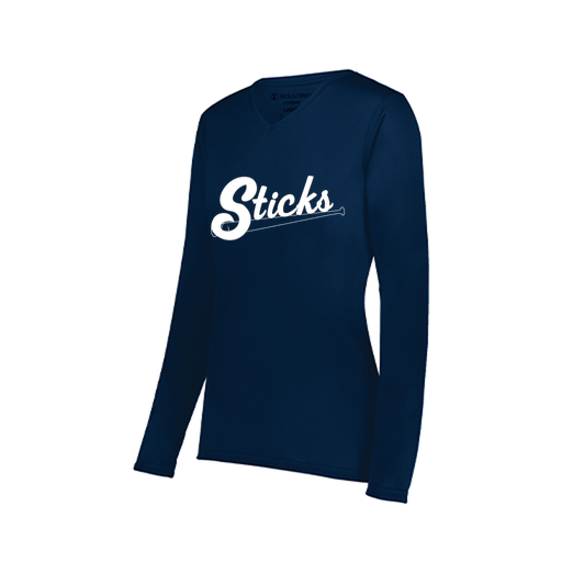 [222824.065.S-LOGO1] Ladies LS Smooth Sport Shirt (Female Adult S, Navy)