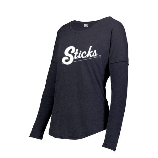 [3077.72N.S-LOGO1] Ladies LS Ultra-blend T-Shirt (Female Adult S, Navy)